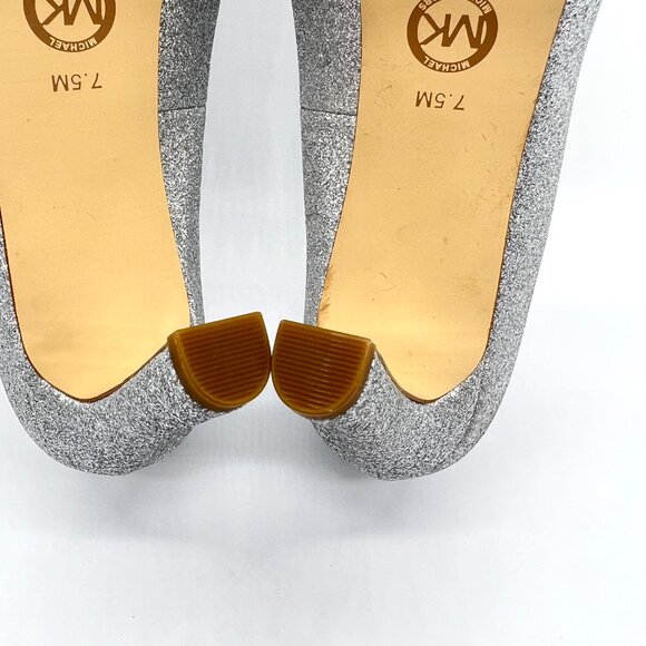 Michael Michael Kors 7.5M Chantal Silver Platforms Pumps Heels Shoes - Picture 12 of 15